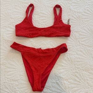 Dippin Daisys Red Paisley Bikini Set